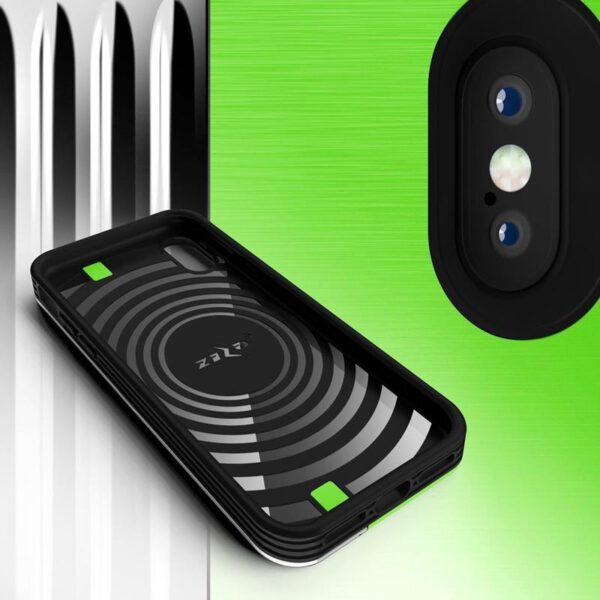 Série Zizo Retro - portefeuille avec fermeture magnétique et tenue intégrée pour iPhone XS / X (Green Neon / Silver) – Image 8