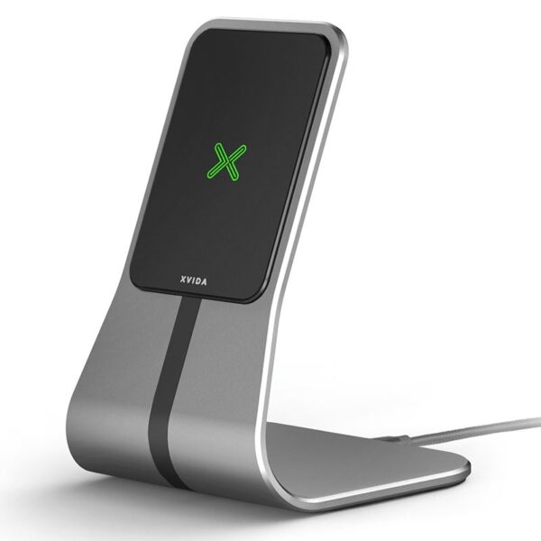 Xvida (Power 2) Stand de bureau de charge sans fil - Qi 7.5W (argent)