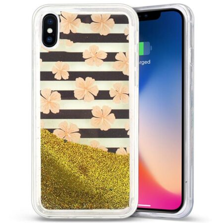 Étui étoile de paillettes Liquid Zizo pour iPhone X (fleurs roses)