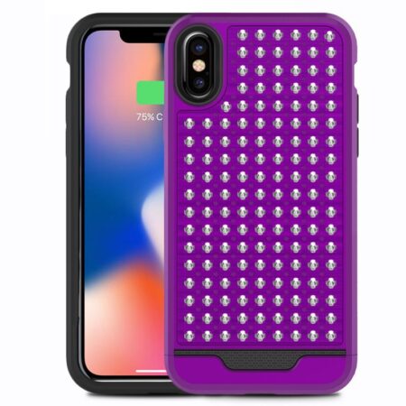 Couverture hybride de Diamond Zizo Star pour iPhone X (violet / noir)