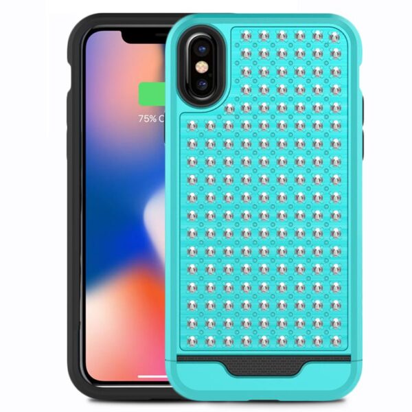 Couverture hybride de Diamond Zizo Star pour iPhone X (sarcelle / noir)