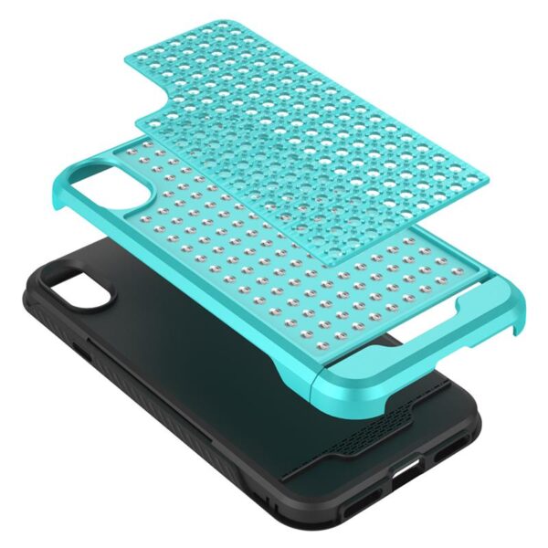Couverture hybride de Diamond Zizo Star pour iPhone X (sarcelle / noir) – Image 4