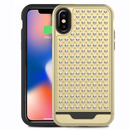 Couverture hybride de Diamond Zizo Star pour iPhone X (or / noir)