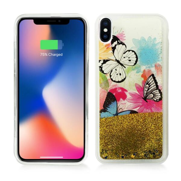 Case d'étoile de paillettes Liquid Zizo pour iPhone X (papillons) – Image 2