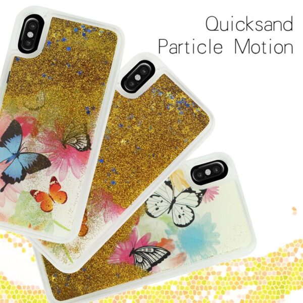 Case d'étoile de paillettes Liquid Zizo pour iPhone X (papillons) – Image 3