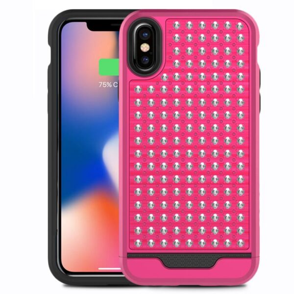 Couverture hybride de Diamond Zizo Star pour iPhone X (rose / noir)