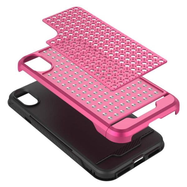 Couverture hybride de Diamond Zizo Star pour iPhone X (rose / noir) – Image 4
