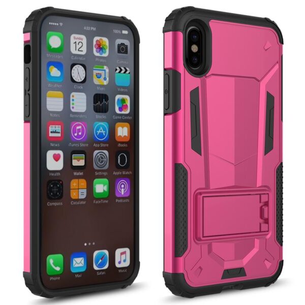 Couverture de transformateur hybride Zizo - Couverture difficile pour iPhone X avec Kickstand (rose chaud / noir) – Image 2