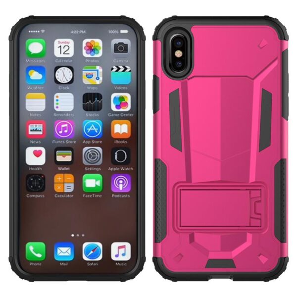 Couverture de transformateur hybride Zizo - Couverture difficile pour iPhone X avec Kickstand (rose chaud / noir) – Image 3