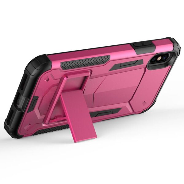 Couverture de transformateur hybride Zizo - Couverture difficile pour iPhone X avec Kickstand (rose chaud / noir) – Image 5