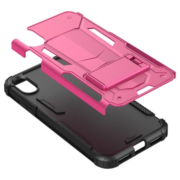 Couverture de transformateur hybride Zizo - Couverture difficile pour iPhone X avec Kickstand (rose chaud / noir) – Image 6